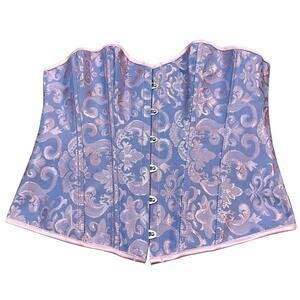Strapless Jacquard Corset Top Large Blue Pink Regencycore Coquette Festival